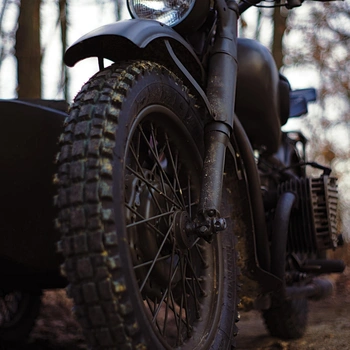 A motorcycle fitted with off-road tyre
