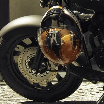 Image of a motorcycle helmet with reflective decal