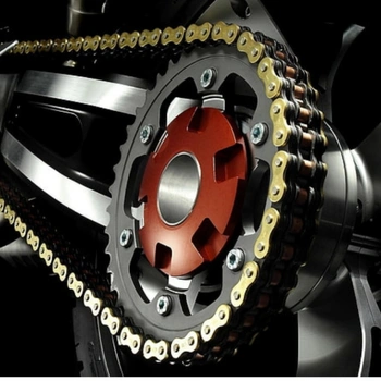 Image of motorcycle chain & rear sprocket