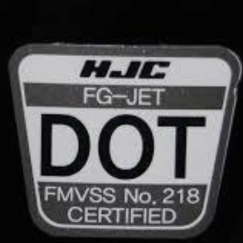 Helmet showing DOT rating certification standard
