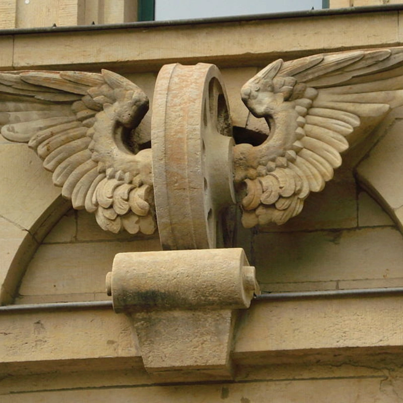 Two winged wheel construction on a german railways building in Dresden