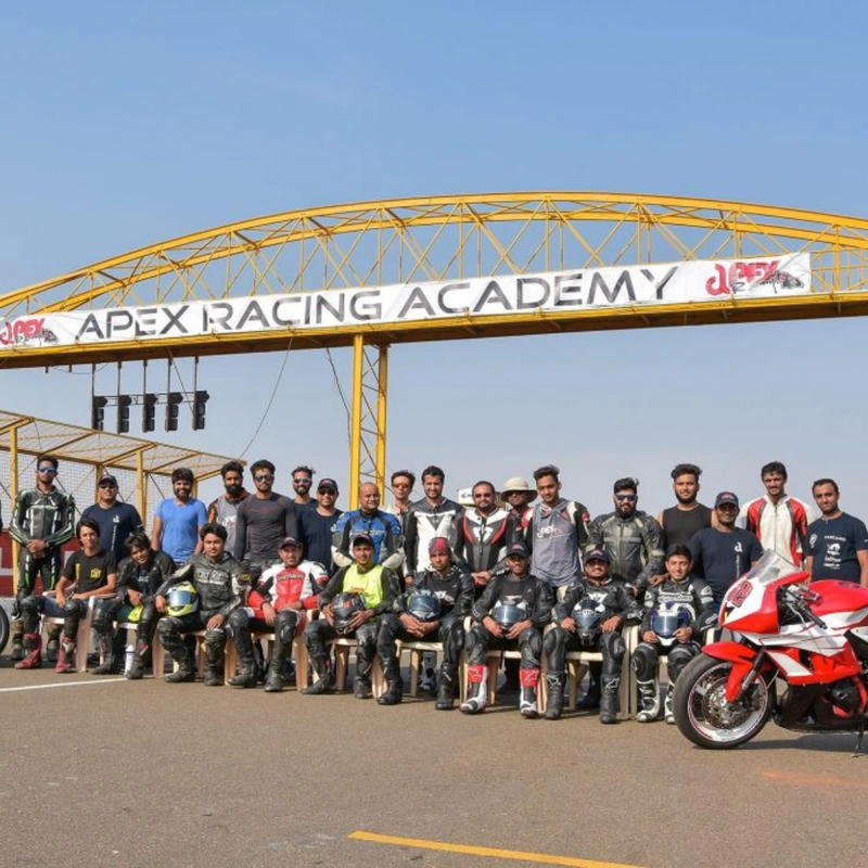 Image of biker group in Apex Racing Academy