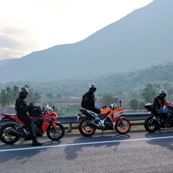 Image of biker group on the highway